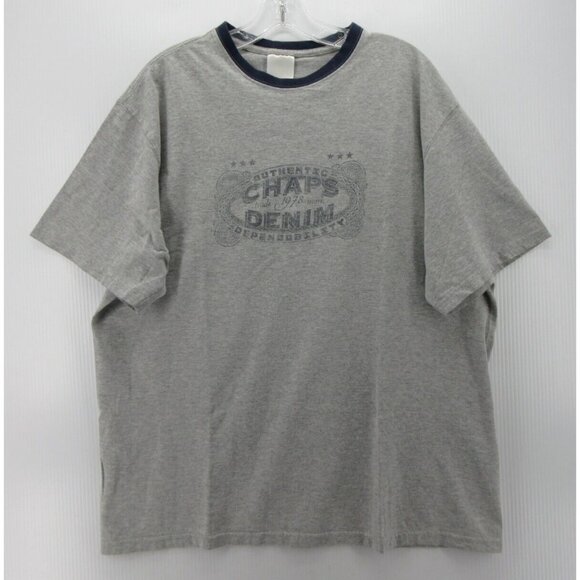 VINTAGE Chaps Ralph Lauren Denim Shirt XL Pullover T Tee Heathered Y2K - Picture 1 of 9